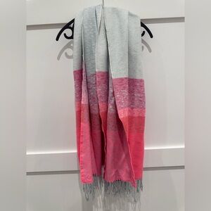 Cashmere Blend Pink and Light Blue Scarf/ Shawl Wrap
